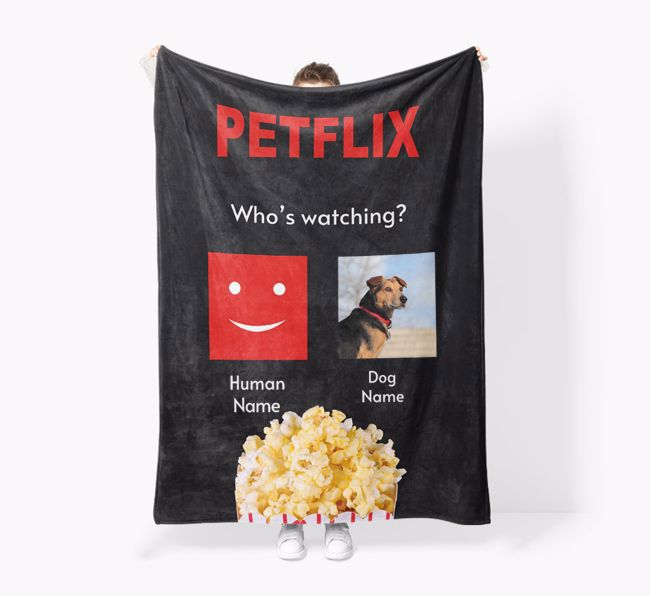 'Petflix' - {breedFullName} Photo Upload Blanket: Premium Sherpa Fleece